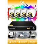 ELITCAM 4 Kameralı Dome 4 İç Kamera Set 100 GB HDD Full HD Renkli Gece Görüşlü Güvenlik Kamerası Sistemi