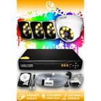 ELITCAM 4 Kameralı Kare 1 İç Kamera Set 250 GB HDD Full HD Renkli Gece Görüşlü Güvenlik Kamerası Sistemi