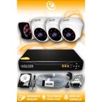 ELITCAM 4 Kameralı Kare 3 İç Kamera Set 2 TB HDD Full HD Gece Görüşlü Güvenlik Kamerası Sistemi