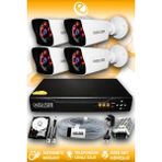 Elitcam 4 Kameralı Kare 4 Dış Kamera Set 2 TB HDD Full HD Gece Görüşlü Güvenlik Kamerası Sistemi - Beyaz