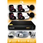 ELITCAM 4 Kameralı Panda 4 Dış Kamera Set HDD'siz Full HD Gece Görüşlü Güvenlik Kamerası Sistemi