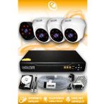 ELITCAM 4 Kameralı Uzay 3 İç Kamera Set 500 GB HDD Full HD Gece Görüşlü Güvenlik Kamerası Sistemi