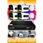 ELITCAM 4 Kameralı Zebra 4 Dış Kamera Set 2 TB HDD Full HD Renkli Gece Görüşlü Güvenlik Kamerası Sistemi