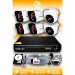 ELITCAM 6 Kameralı Kare 2 İç Kamera Set 100 GB HDD Full HD Gece Görüşlü Güvenlik Kamerası Sistemi