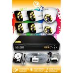 ELITCAM 6 Kameralı Kare 2 İç Kamera Set 320 GB HDD Full HD Renkli Gece Görüşlü Güvenlik Kamerası Sistemi