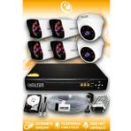 ELITCAM 6 Kameralı Kare 2 İç Kamera Set 500 GB HDD Full HD Gece Görüşlü Güvenlik Kamerası Sistemi