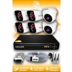 ELITCAM 6 Kameralı Kare 2 İç Kamera Set HDD'siz Full HD Gece Görüşlü Güvenlik Kamerası Sistemi