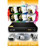 ELITCAM 6 Kameralı Kare 2 İç Kamera Set HDD'siz Full HD Renkli Gece Görüşlü Güvenlik Kamerası Sistemi