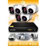 ELITCAM 6 Kameralı Kare 3 İç Kamera Set HDD'siz Full HD Gece Görüşlü Güvenlik Kamerası Sistemi