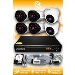 ELITCAM 6 Kameralı Uzay 2 İç Kamera Set 500 GB HDD Full HD Gece Görüşlü Güvenlik Kamerası Sistemi