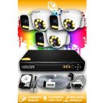 ELITCAM 6 Kameralı Zebra 3 İç Kamera Set 2 TB HDD Full HD Renkli Gece Görüşlü Güvenlik Kamerası Sistemi