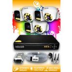 ELITCAM 6 Kameralı Zebra 3 İç Kamera Set HDD'siz Full HD Renkli Gece Görüşlü Güvenlik Kamerası Sistemi