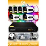 ELITCAM 6 Kameralı Zebra 6 Dış Kamera Set 250 GB HDD Full HD Renkli Gece Görüşlü Güvenlik Kamerası Sistemi