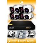 ELITCAM 8 Kameralı Kare 4 İç Kamera Set 1 TB HDD Full HD Gece Görüşlü Güvenlik Kamerası Sistemi