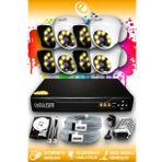 ELITCAM 8 Kameralı Kare 4 İç Kamera Set 2 TB HDD Full HD Renkli Gece Görüşlü Güvenlik Kamerası Sistemi