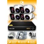 ELITCAM 8 Kameralı Kare 4 İç Kamera Set HDD'siz Full HD Gece Görüşlü Güvenlik Kamerası Sistemi