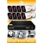 ELITCAM 8 Kameralı Kare 8 Dış Kamera Set 100 GB HDD Full HD Gece Görüşlü Güvenlik Kamerası Sistemi