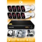 ELITCAM 8 Kameralı Kare 8 Dış Kamera Set 2 TB HDD Full HD Gece Görüşlü Güvenlik Kamerası Sistemi