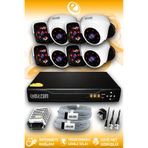 ELITCAM 8 Kameralı Panda 4 İç Kamera Set HDD'siz Full HD Gece Görüşlü Güvenlik Kamerası Sistemi
