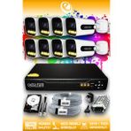 ELITCAM 8 Kameralı Zebra 8 Dış Kamera Set 320 GB HDD Full HD Renkli Gece Görüşlü Güvenlik Kamerası Sistemi