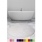Elite Beyaz 150X150 Cm Yuvarlak Peluş Banyo Halısı Kaymaz Taban Pufidik Banyo Paspası