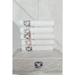 Elite Krem El Işi 3D Nakışlı %100 Pamuk 6 Adet 30X50 cm Mutfak Havlusu - 30 x 50 cm - Açık Mavi - Bej - Beyaz