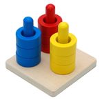 Elite Montessori Renkli Dübel Üzerinde 6+ Ay, 1 Yaşındaki Bebek, Beyin Gelişimi ve Göz El Koordinasyon Aktiviteleri için 3 Ahşap Renkli Disk