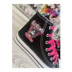 ELİTE STEP Kuromi Smile Baskılı Çocuk Keten Siyah Bilekli Spor Ayakkabı Sneaker