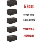 Elite Taşınma Kolisi Mega Fermuarlı Hurç 5 Adet Büyük Kutu 50x50x100 cm Düz Desenli