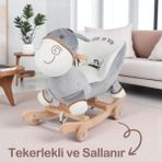 Elite Tekerlekli ve Ahşap Ayaklı Sallanan At, Eşek Peluş Oyuncak 1 Adet