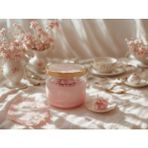 Elite Vanilya Kokulu Pembe Çiçekli Cam Kavanoz Mum – El Yapımı Dekoratif Mum 8x7 cm - 1 Adet
