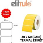 Elitrulo Termal Barkod Etiketi 30x60 mm Sarı Rulo 1000 Adet Yüksek Kalite