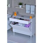 Eliusta Asil 100 Cm Kirli Çamaşır Sepetli Banyo Dolabı 1 Çekmeceli Mutfak Çok Amaçlı Dolap 100X88x32,5 Cm