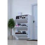 Eliusta Farel 72 cm Genişlik 3 Kapaklı Ayakkabılık 72X114X26 cm Beyaz Renk Kapı Önü/antre Ayakkabılık