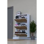Eliusta Farel 72 Cm Genişlik 3 Kapaklı Ayakkabılık 72X114x26 Cm Meşe Renk Kapı Önü/Antre Ayakkabılık