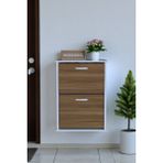 Eliusta Holen Ceviz Renk Ayakkabılık 2 Düşer Kapak 52 cm Genişlik Kapı Önü Asma Ayakkabılık 52X74X26 cm - Ceviz - Beyaz