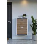 Eliusta Holen Meşe Renk Ayakkabılık 2 Düşer Kapak 52 Cm Genişlik Kapı Önü Asma Ayakkabılık 52X74x26 Cm Teşhir