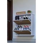 Eliusta Narel Meşe Renk Kapı Önü Ayakkabılık 72 Cm Genişlik Dış Mekan Asma Ayakkabılık 72 X 78 X 26 Cm Teşhir