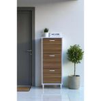 Eliusta Nefes Ayaklı 52 Cm Ayakkabılık Kapı Önü/Antre 3 Düşer Kapaklı Ceviz 52X127x26 Cm Ayakkabılık