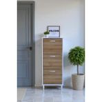 Eliusta Nefes Ayaklı 52 cm Ayakkabılık Kapı Önü/antre 3 Düşer Kapaklı Meşe 52X127X26 cm Ayakkabılık - Beyaz - Meşe