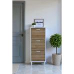 Eliusta Nefes Ayaklı 52 Cm Ayakkabılık Kapı Önü/Antre 3 Düşer Kapaklı Meşe 52X127x26 Cm Ayakkabılık
