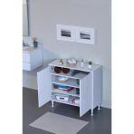 Eliusta Nirat 80 Cm 4 Bölmeli Beyaz Banyo Mutfak Dolabı 3 Raflı Kapaklı Çok Amaçlı Dolap 80X75x32,5 Cm