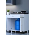 Eliusta Nıvera 70 cm Mutfak Dolabı Beyaz Ankastre 70X88X56 cm Ocak Dolabı Tüp Gizleyici Kapaklı Dolap