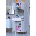 Eliusta Nordi 4 Kapak 2 Raflı Beyaz Dolap 60X173x32,5 Cm Çekmeceli Çok Amaçlı Banyo/Mutfak Dolabı