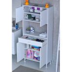 Eliusta Nordi 4 Kapak 2 Raflı Beyaz Dolap 70X173x32,5 Cm Çekmeceli Çok Amaçlı Banyo/Mutfak Dolabı