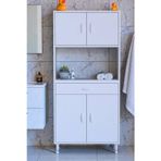Eliusta Nordi 4 Kapak 2 Raflı Beyaz Dolap 80X173x32,5 Cm Çekmeceli Çok Amaçlı Banyo/Mutfak Dolabı