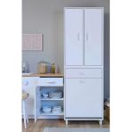 Eliusta Reli Dolap Beyaz Çok Kullanımlı 65 Cm Eninde Banyo Dolabı 60X171x32,5 Cm 2 Kapak 6 Raf Dolap