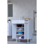 Eliusta Rose 55 Cm Beyaz 1 Çekmeceli Banyo Mutfak Dolabı 4 Bölmeli 3 Raflı Çok Amaçlı Dolap 55X88x32,5 Cm