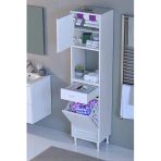 Eliusta Seris Sepetli Ve Çekmeceli Banyo Dolabı G:50 Cm Çok Amaçlı Beyaz Düzenleyici 50X173x32,5 Cm Dolap