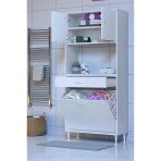 Eliusta Seris Sepetli Ve Çekmeceli Banyo Dolabı G:85 Cm Çok Amaçlı Beyaz Düzenleyici 85X173x32,5 Cm Dolap